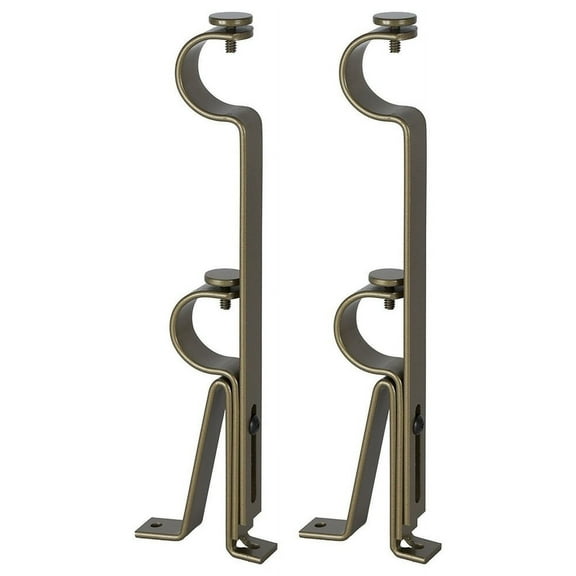 Urbanest Adjustable Double Rod Bracket, Up to 1 1/8", Antique Gold, Set of 2