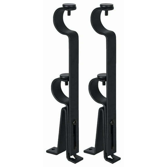 Urbanest Adjustable Double Rod Bracket, Up to 1 1/8", Black, Set of 2