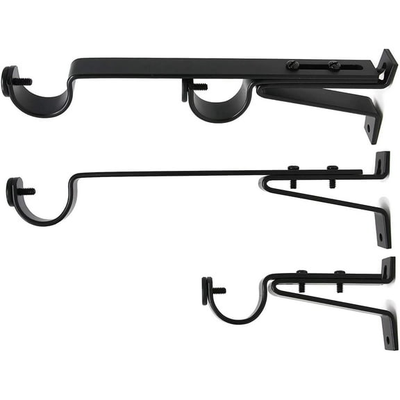 Urbanest Adjustable Double Rod Bracket, Up to 1 1/8", Black