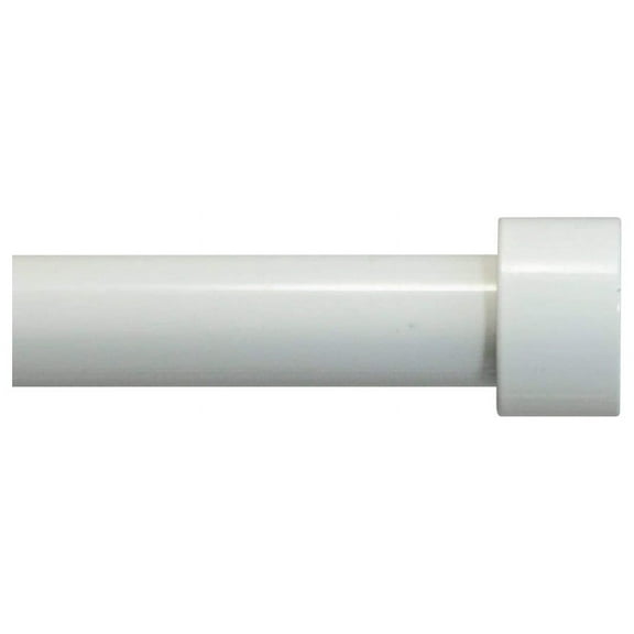 Urbanest Adjustable End Cap Drapery Rod, 5/8", Glossy White, 28"-48"
