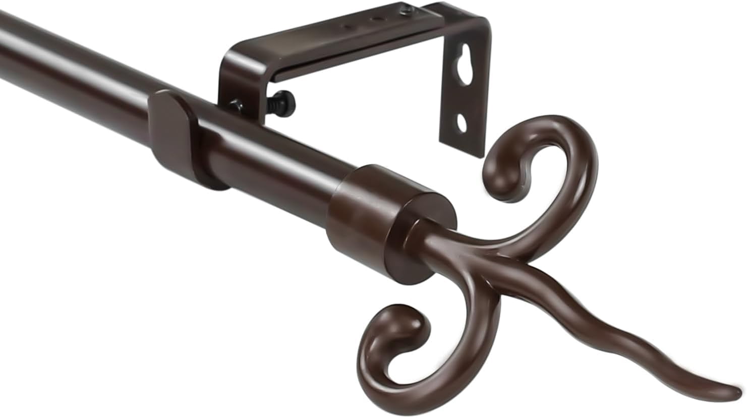 Urbanest Adjustable Single Curtain Rod Set With Flame Finials – 5/8-Inch Diameter, Bronze, 28–48 Inches