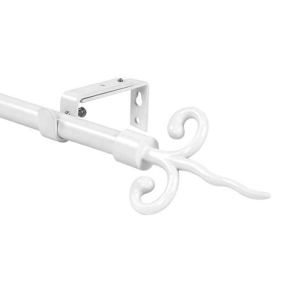 Urbanest Adjustable Flame Curtain Rod, 5/8" Diameter, Glossy White, 48"-84"