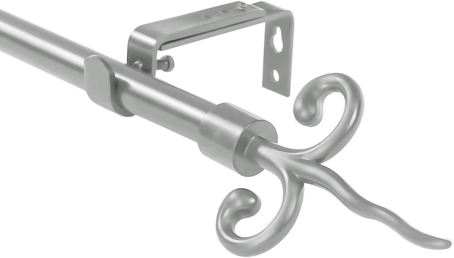 Urbanest Adjustable Single Curtain Rod Set With Flame Finials – 5/8-Inch Diameter, Pewter, 84–120 Inches