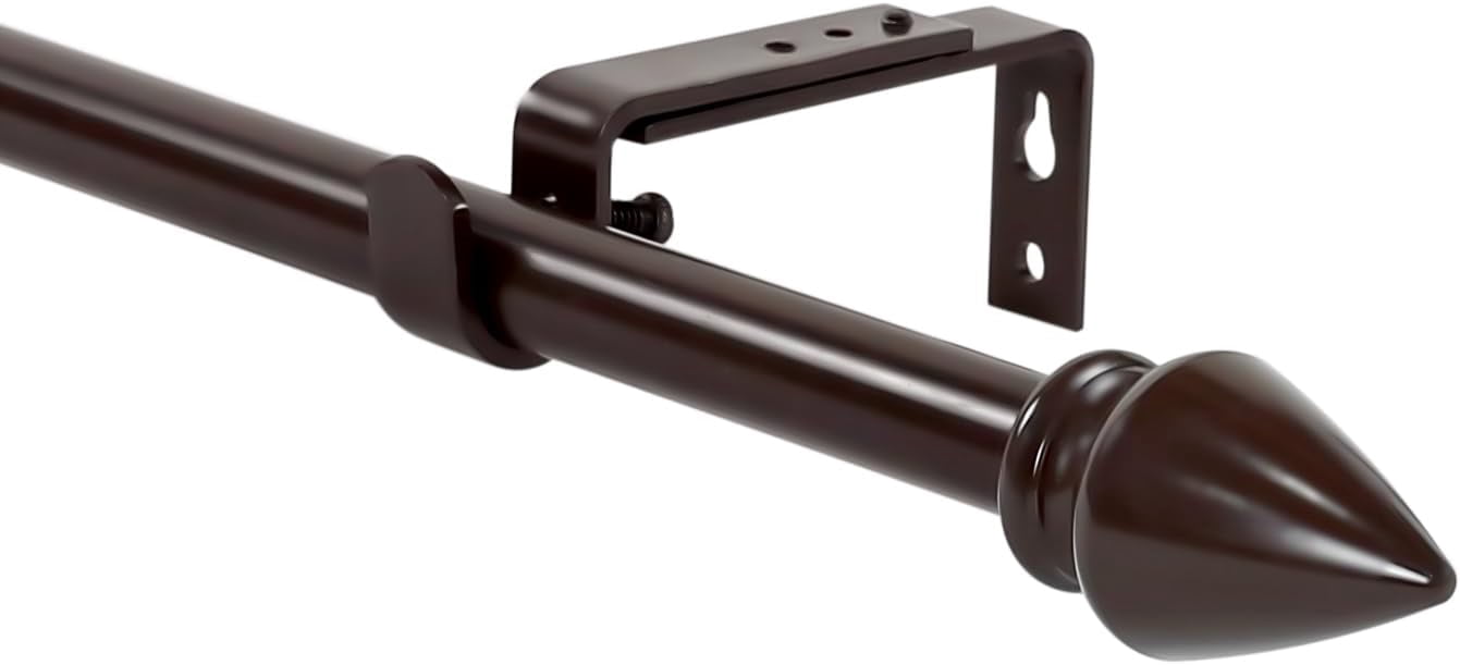 Urbanest Adjustable Single Curtain Rod Set Lance Finials – 5/8-Inch Diameter, With Bronze Rod, 84–120 Inches