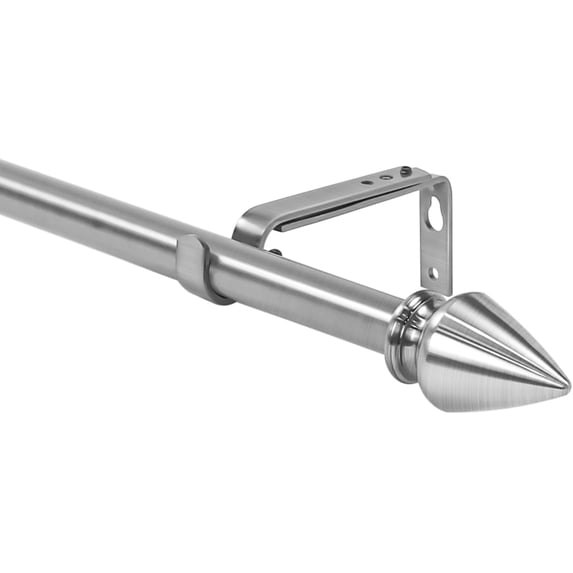 Urbanest Adjustable Single Curtain Rod Set Lance Finials – 5/8-Inch Diameter, With Brushed Steel Rod, 84–120 Inches