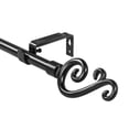 thumbnail image 1 of Urbanest Scroll Designer Single Curtain Rod – Decorative Metal Finials, 5/8" Diamter Drapery Hardware Set Window Treatments, 28" to 48", Matte Black, 1 of 6