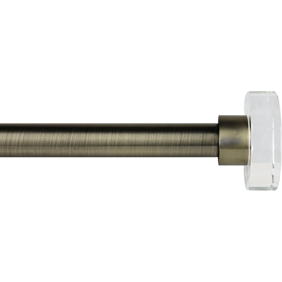 Urbanest Adjustable Single Curtain Rod Set Crystal Disc Finials – 1 -Inch Diameter, With Antique Brass Rod, 28–48 Inches