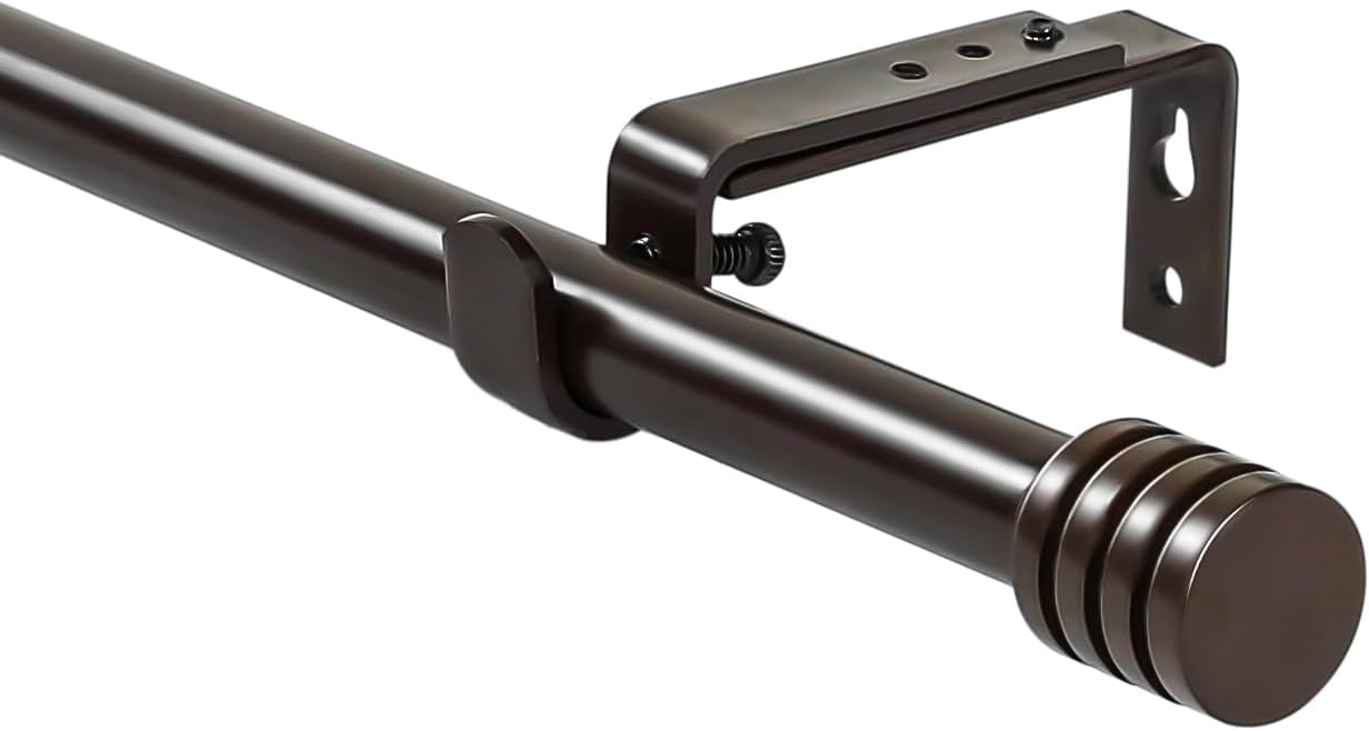 Urbanest Adjustable Single Curtain Rod Set Aspire Finials – 5/8-Inch Diameter, With Bronze Rod, 28–48 Inches