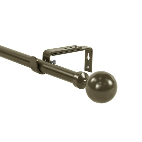 Urbanest Steel Ball Cast Iron Single Curtain Rod – Heavy-Duty Cast Iron Drapery Hardware with Decorative Finials, Elegant Designer Window Treatment Rod, 5/8", 28" to 48", Antique Gold