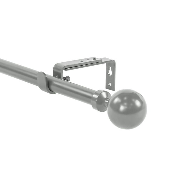Urbanest Steel Ball Cast Iron Single Curtain Rod – Heavy-Duty Cast Iron Drapery Hardware with Decorative Finials, Elegant Designer Window Treatment Rod, 5/8", 28" to 48", Antique Silver/Pewter