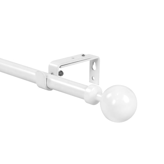 Urbanest Steel Ball Cast Iron Single Curtain Rod – Heavy-Duty Cast Iron Drapery Hardware with Decorative Finials, Elegant Designer Window Treatment Rod, 5/8", 28" to 48", Glossy White