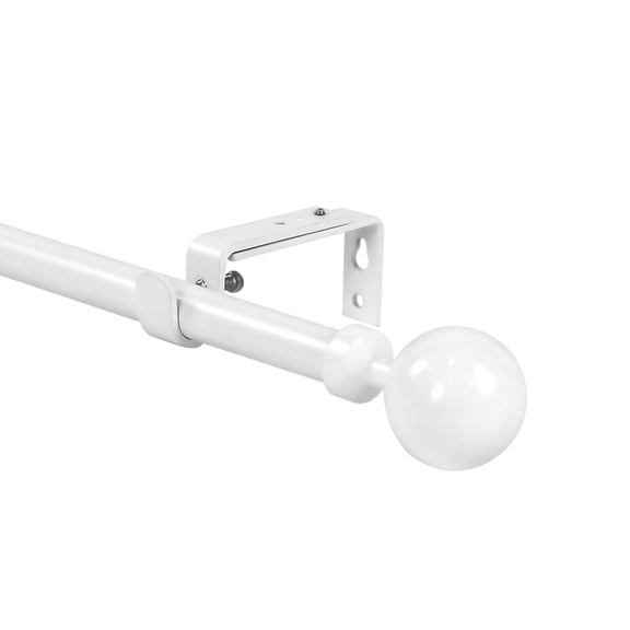 Urbanest Steel Ball Cast Iron Single Curtain Rod – Heavy-Duty Cast Iron Drapery Hardware with Decorative Finials, Elegant Designer Window Treatment Rod, 5/8", 28" to 48", Glossy White
