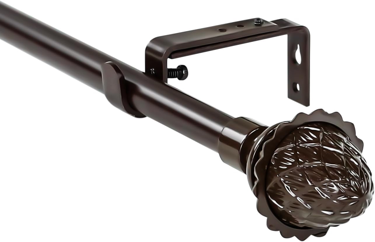 Urbanest Adjustable Single Curtain Rod Set With Artichoke Finials – 5/8-Inch Diameter, Bronze, 28–48 Inches