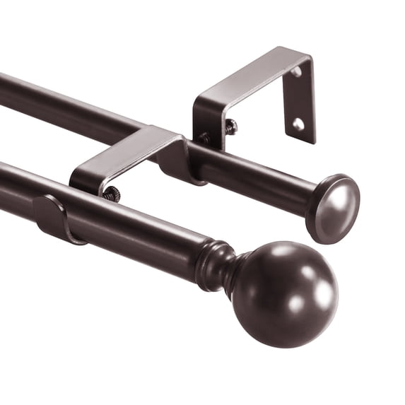 Urbanest Adjustable Double Curtain Rod Set Metal with Decorative Ball Finials, Heavy-Duty, 84"-120", Oil-rubbed Bronze(ORB)