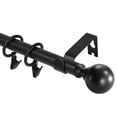 thumbnail image 1 of Urbanest Single Curtain Rod with 16 Clip Rings & Decorative Ball Finials – Classic Metal Window Drapery Rod Set, Heavy-Duty & Adjustable, 5/8" Diameter, 48" to 84", Matte Black, 1 of 6