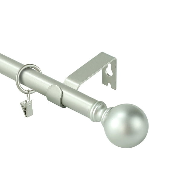 Urbanest Single Curtain Rod with 16 Clip Rings & Decorative Ball Finials – Classic Metal Window Drapery Rod Set, Heavy-Duty & Adjustable, 5/8" Diameter, 48" to 84", Antique Silver/Pewter
