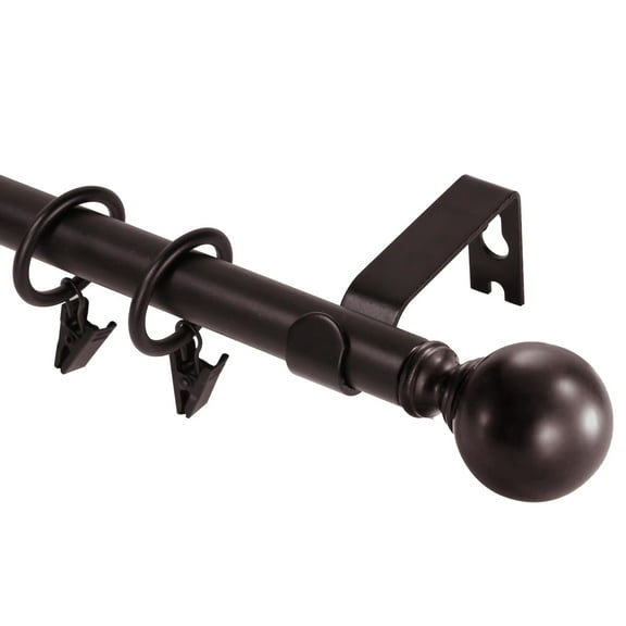 Urbanest Single Curtain Rod with 16 Clip Rings & Decorative Ball Finials – Classic Metal Window Drapery Rod Set, Heavy-Duty & Adjustable, 5/8" Diameter, 48" to 84", Oil-rubbed Bronze (ORB)