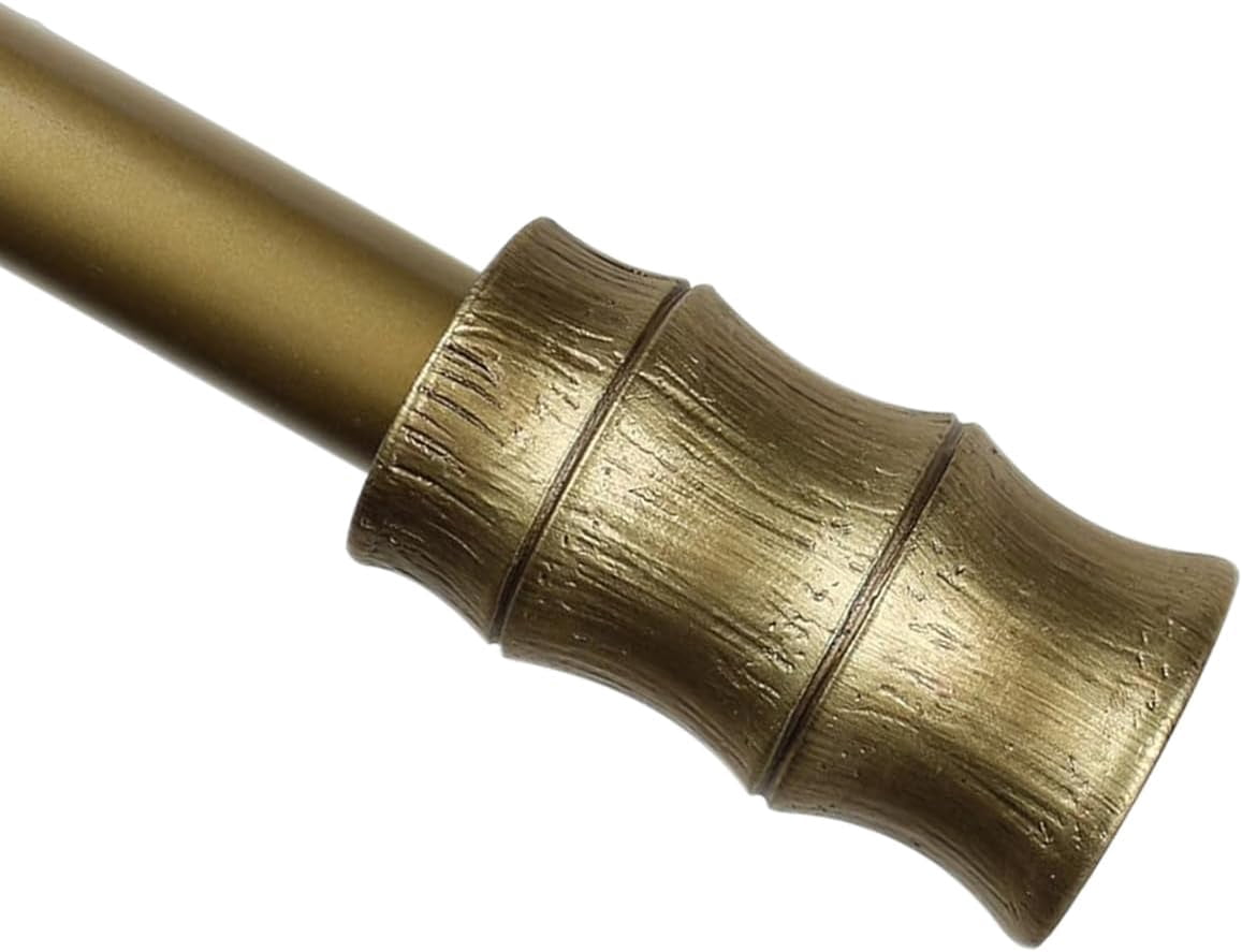 Urbanest Adjustable Single Curtain Rod Set Bamboo Finials – 1 - Inch Diameter, With Renaissance Gold Rod, 28–48 Inches