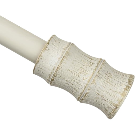 Urbanest Adjustable Single Curtain Rod Set Gilded Bamboo Finials – 1 - Inch Diameter, With French White Rod, 84–120 Inches