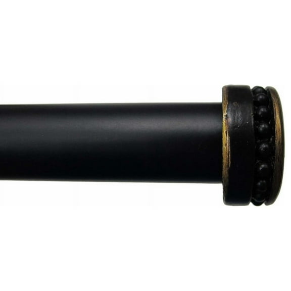 Urbanest Beaded Cap Curtain 3/4" Rod, Black, 28"-48"