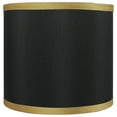 thumbnail image 1 of Urbanest Black with Gold Trim Faux Silk Classic Drum Lampshade, 8"x8"x7", 1 of 2