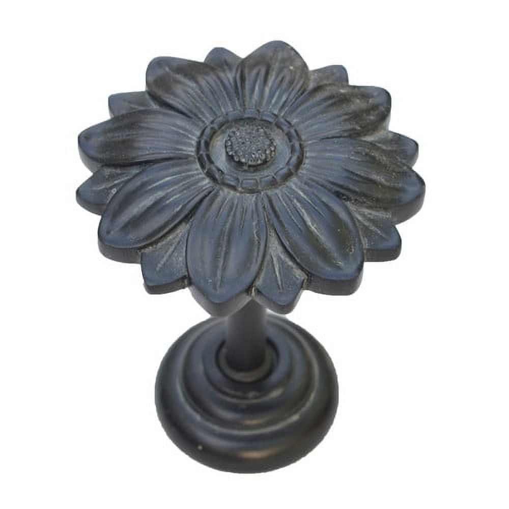 Black Washed Resin Flower Curtain Holdback Set with Stainless Steel Hardware