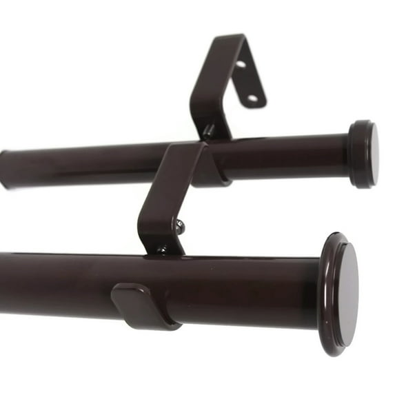 Urbanest Bouton Flat Button 1" 3/4" Double Drapery Curtain Window Rod Set - 84" to 120", Bronze