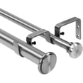 thumbnail image 1 of Urbanest Adjustable Double Curtain Rod Set Bouton Flat Button Finials – 1″ Front & 5/8″ Back Rod With Brushed Steel Rod, 28–48 Inches, 1 of 6