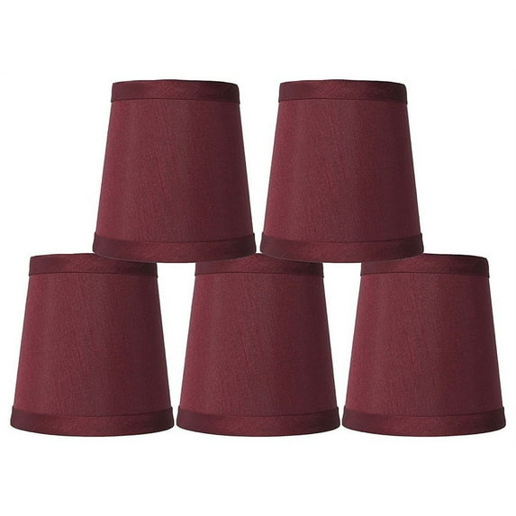 Urbanest Burgundy Mini Faux Silk Chandelier Lamp Shade, 3x4x4", Set of 5
