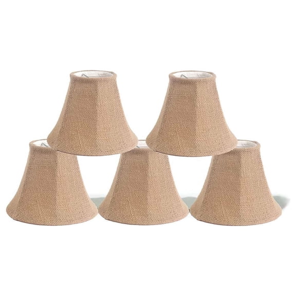 Urbanest Burlap Chandelier Clip-on Shade, 3″ Top × 6″ Bottom × 5″ Slant Height – Replacement Lamp Shades for Chandelier, Pendant Light, Wall Sconce & Small Table Lamp, 5-Piece, Natural