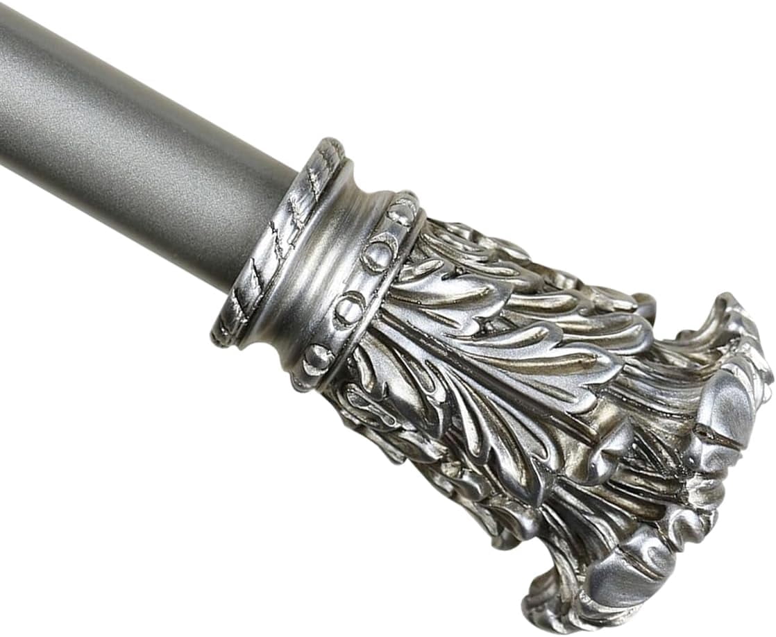 Urbanest Adjustable Single Curtain Rod Set Chilton Finials – 1 - Inch Diameter, With Pewter Rod, 84–120 Inches