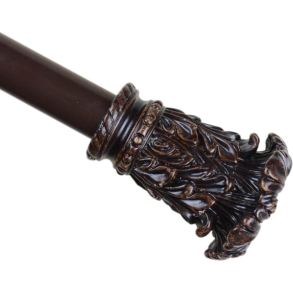 Urbanest Adjustable Single Curtain Rod Set Mahogany Chilton Finials – 1 - Inch Diameter, With Bronze Rod, 48–84 Inches
