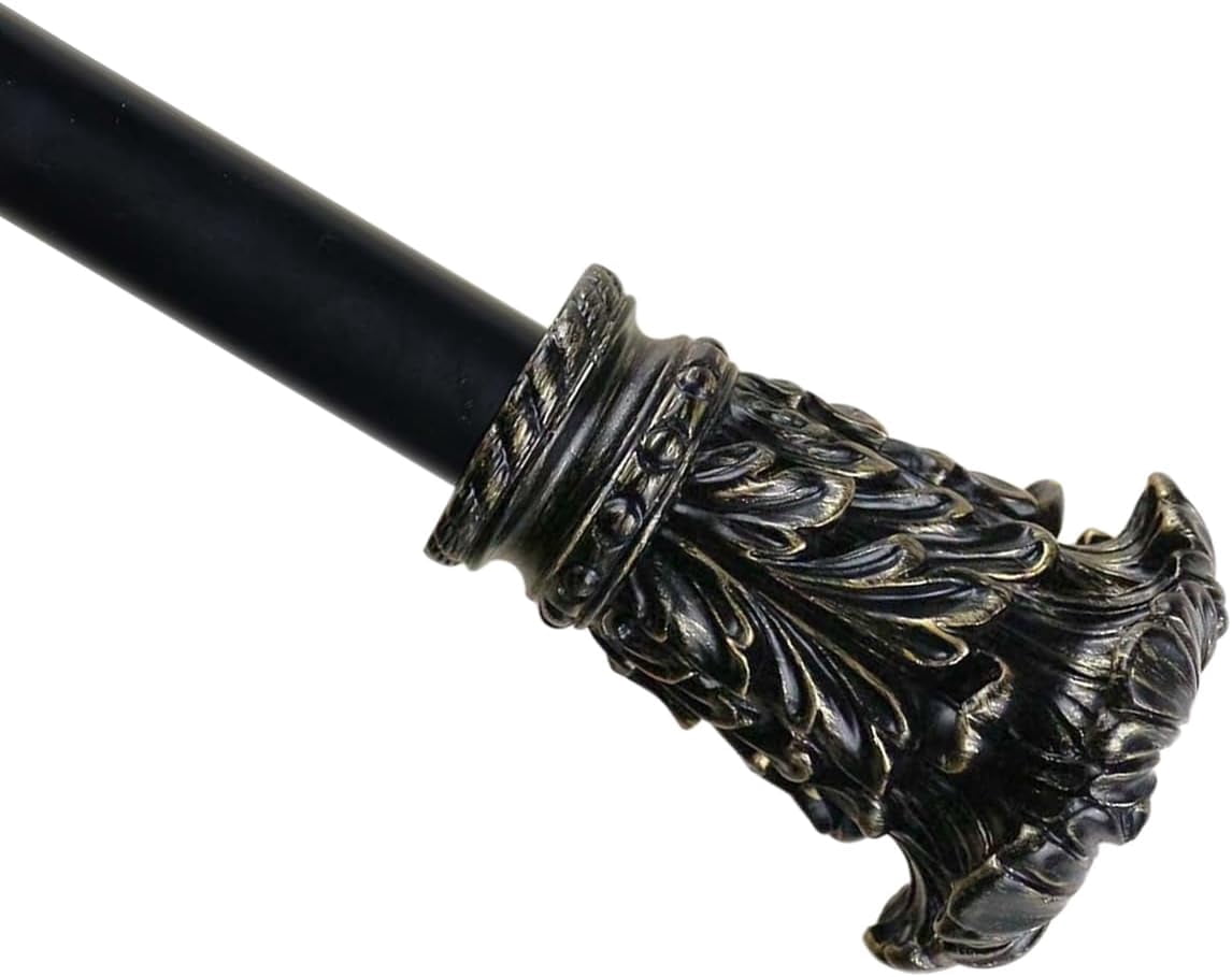 Urbanest Adjustable Single Curtain Rod Set Burnt Gold Chilton Finials – 1 - Inch Diameter, With Black Rod, 84–120 Inches