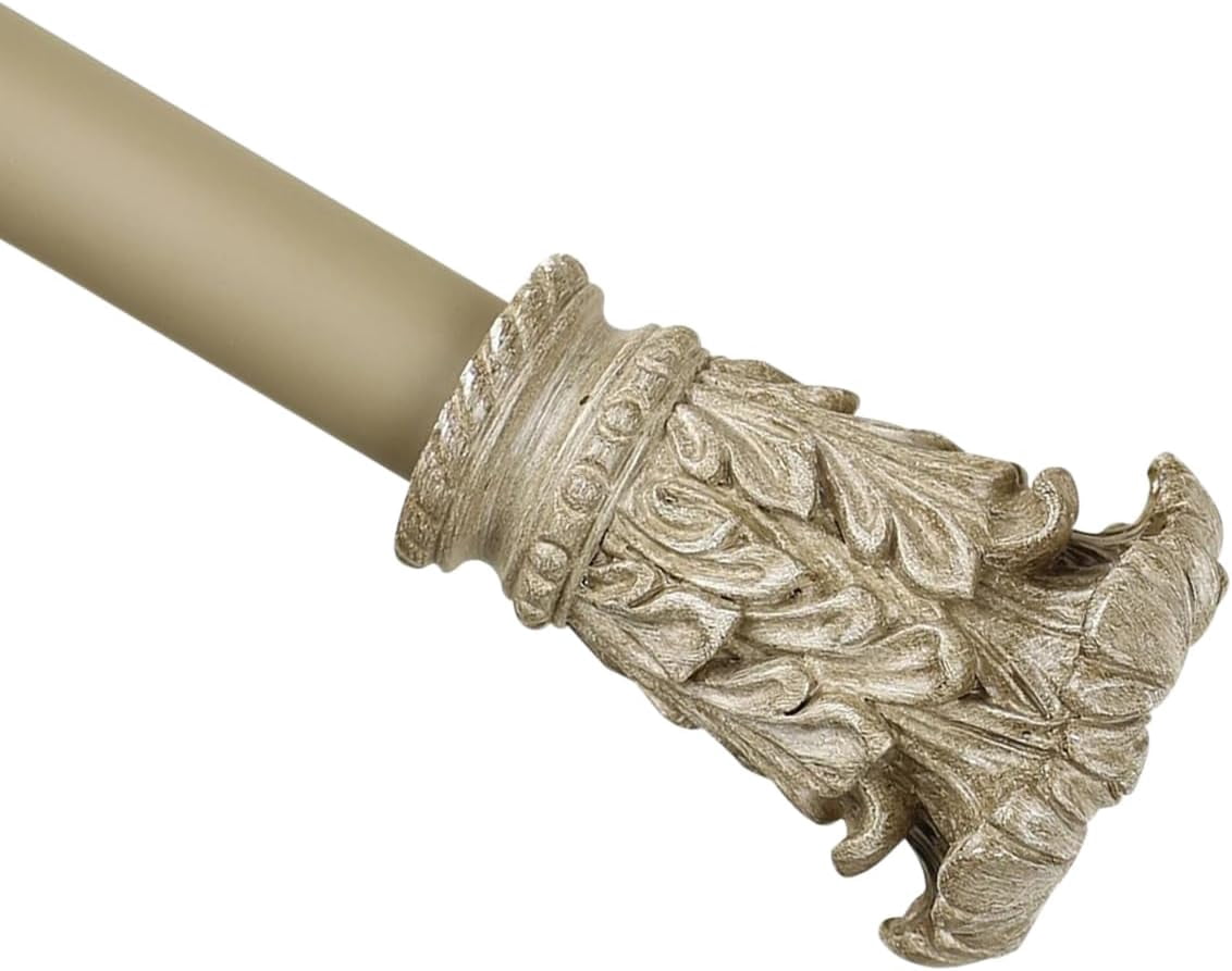 Urbanest Adjustable Single Curtain Rod Set Chilton Finials – 1 - Inch Diameter, With Cottage Rod, 48–84 Inches
