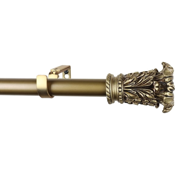 Urbanest Adjustable Single Curtain Rod Set Chilton Finials – 1 - Inch Diameter, With Renaissance Gold Rod, 28–48 Inches