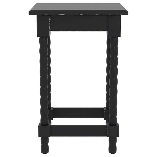 Black Solid Wood Rectangular Accent End Table