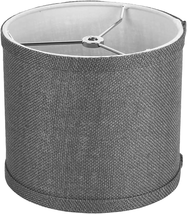 Urbanest Hardback Burlap Perfect Drum Lampshade – 10" Top x 10" Bottom x 10" Height – Grey Tone –Spider Fitter- Classic Lampshade for Table Lamps, Floor Lamps & Accent Lighting- 1 Piece