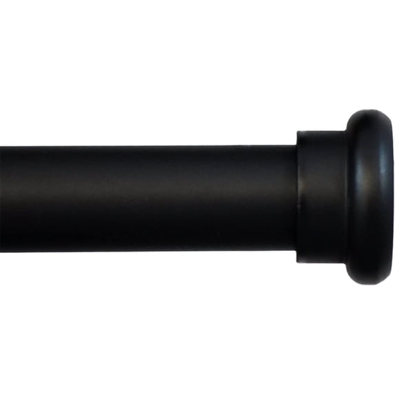 Urbanest Adjustable Single Curtain Rod Set Forged Iron Button Finials – 3/4-Inch Diameter, With Black Rod, 48–84 Inches