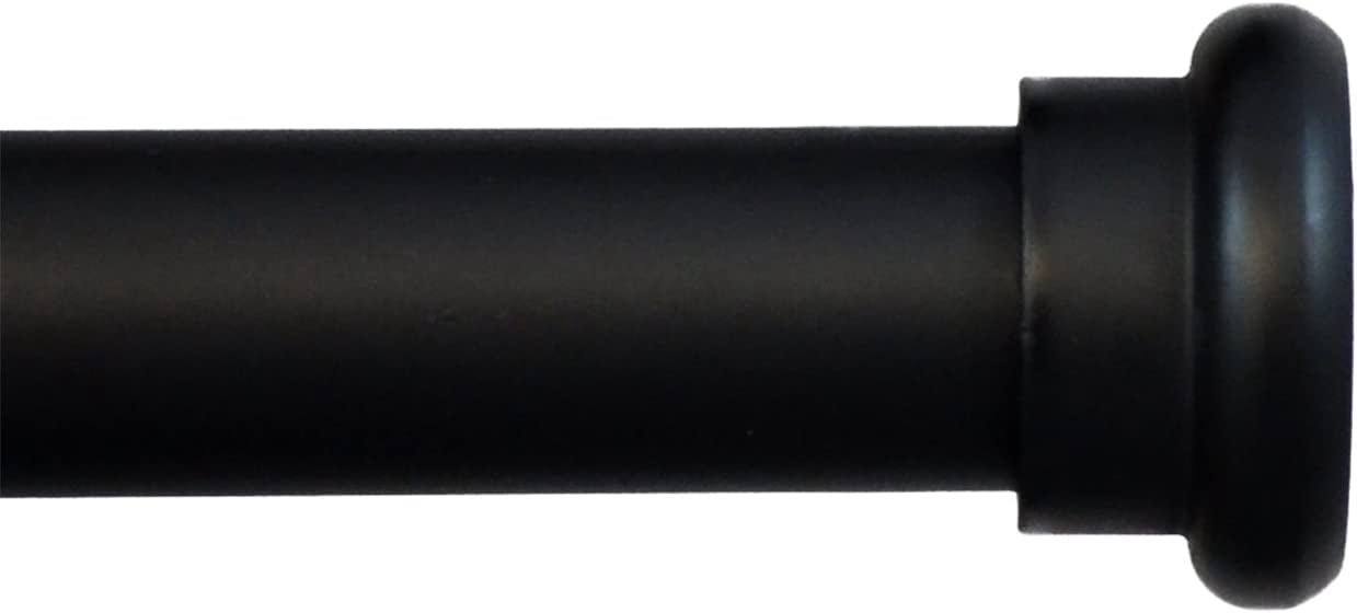 Urbanest Adjustable Single Curtain Rod Set Forged Iron Button Finials – 3/4-Inch Diameter, With Black Rod, 84–120 Inches