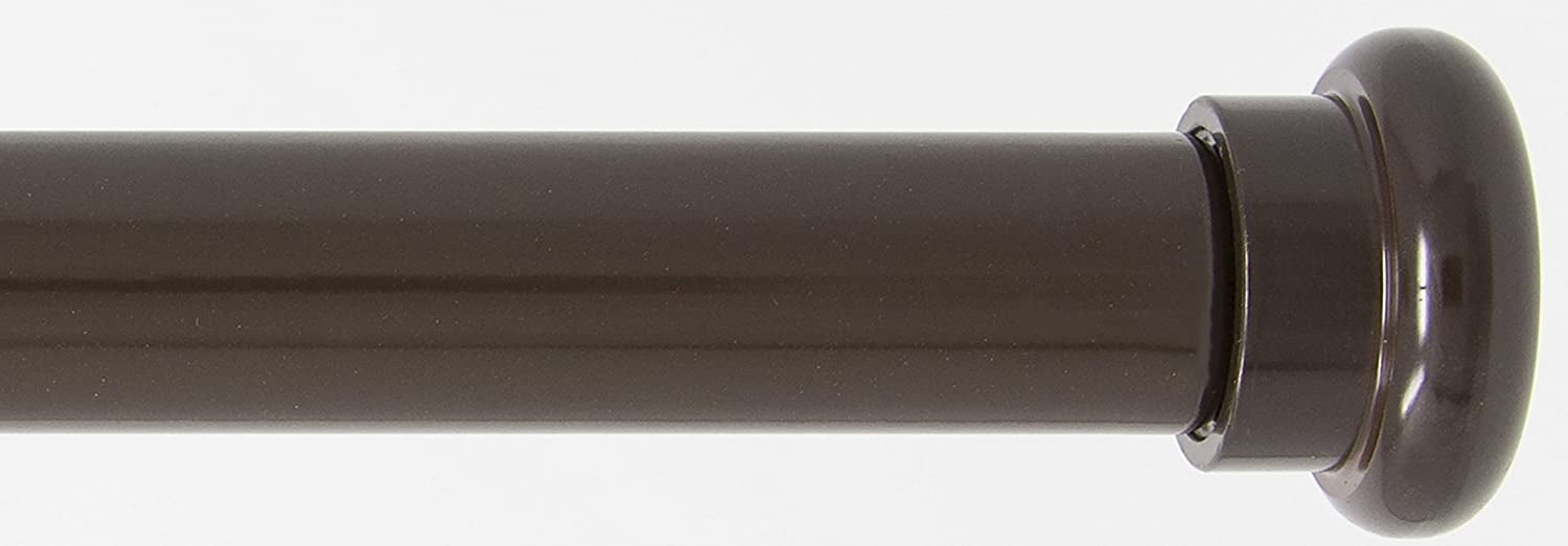 Urbanest Adjustable Single Curtain Rod Set Forged Iron Button Finials – 3/4-Inch Diameter, With Bronze Rod, 28–48 Inches