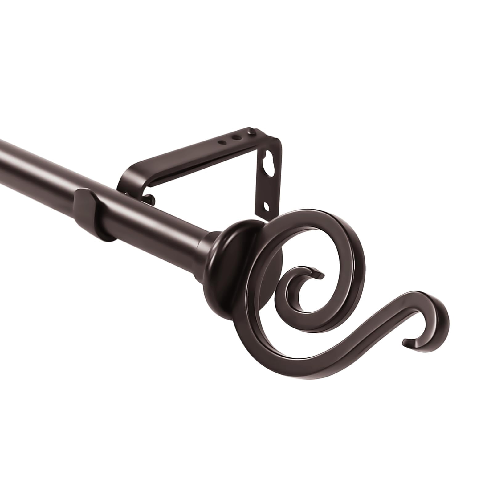 Urbanest 3/4" French Scroll Cast Forged Iron Single Curtain Rod – Designer Cast Iron Drapery Hardware with Elegant Finials, Easy-Mount, Heavy-Duty, 28" to 48", Oil-rubbed Bronze (ORB)