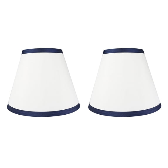 Urbanest Coolie Hardback Lampshade, 5-inch by 9-inch by 7-inch, Off White with Navy Blue Trim, Set of 2