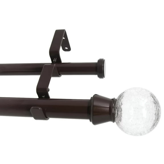 Urbanest Crackle Glass Flat Button 1" 3/4" Double Drapery Curtain Window Rod Set - 84" to 120", Bronze