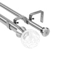 thumbnail image 1 of Urbanest Crackle Glass Flat Button 1" 5/8" Double Drapery Curtain Window Rod Set - 28" to 48", Brushed Steel, 1 of 6
