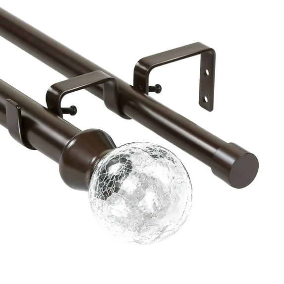 Urbanest Crackle Glass Manhattan 1" 3/4" Double Drapery Curtain Window Rod Set - 84" to 120", Bronze