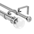 thumbnail image 1 of Urbanest Crystal Ball Flat Button 1" 5/8" Double Drapery Curtain Window Rod Set - 48" to 84", Brushed Steel, 1 of 6