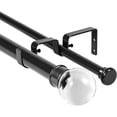thumbnail image 1 of Urbanest Adjustable Double Curtain Rod Set Crystal Ball Flat Button Finials – 1″ Front & 5/8 Back Rod With Black Rod, 84–120 Inches, 1 of 6
