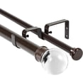 thumbnail image 1 of Urbanest Adjustable Double Curtain Rod Set Crystal Ball Flat Button Finials – 1″ Front & 5/8 Back Rod With Bronze Rod, 84–120 Inches, 1 of 6