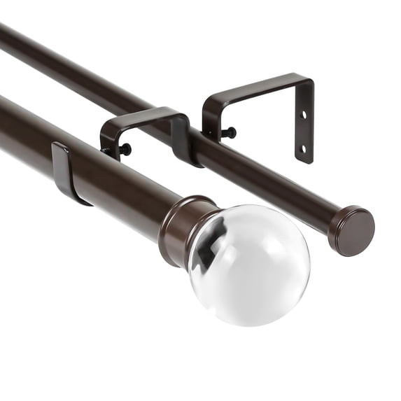 Urbanest Crystal Ball Manhattan 1" 5/8" Double Drapery Curtain Window Rod Set - 48" to 84", Bronze