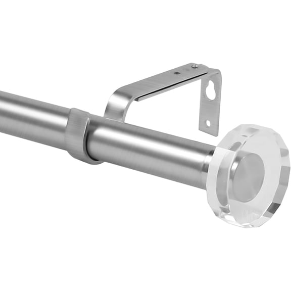 Urbanest Adjustable Single Curtain Rod Set Crystal Disc Finials – 1 -Inch Diameter, With Brushed Steel Rod, 28–48 Inches